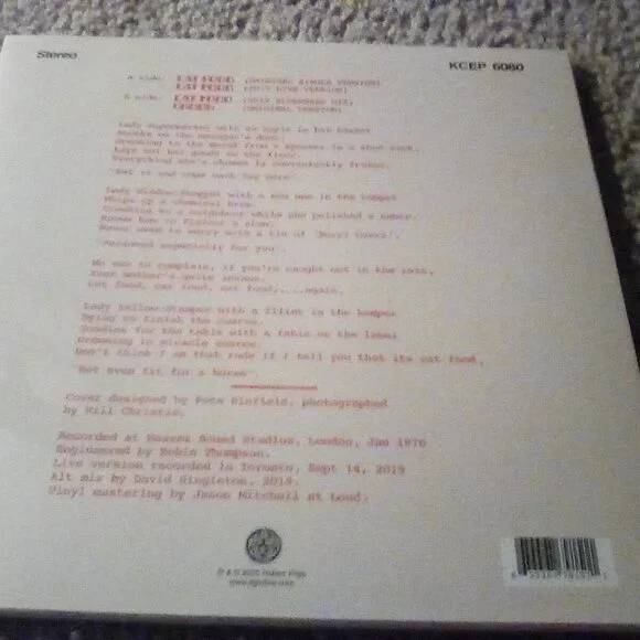King Crimson Limited Edition 10 inch Vinyl Cat Food/Groon - Picture 2 of 2